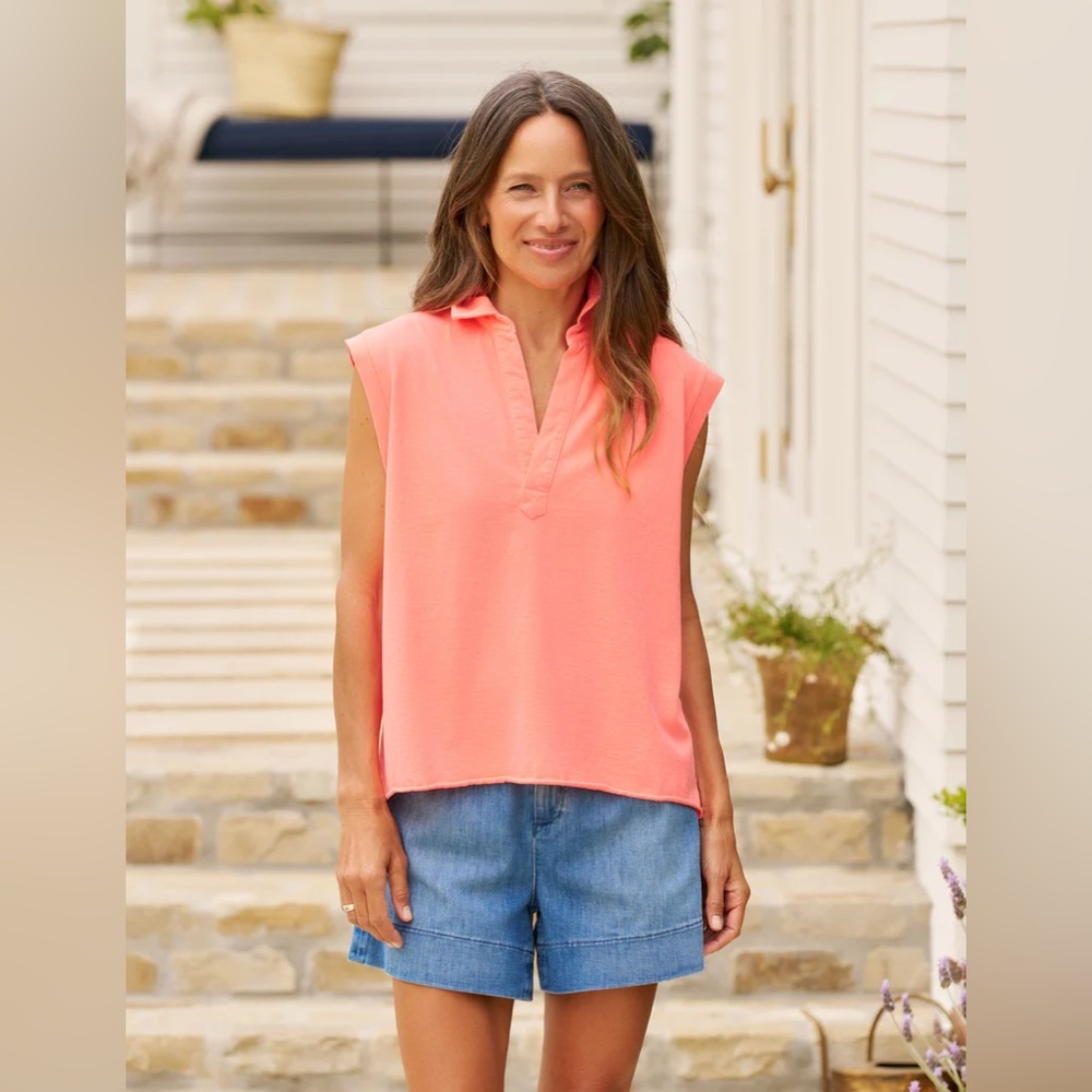Frank & Eileen OLIVIA Popover Henley Tank Wild Strawberry